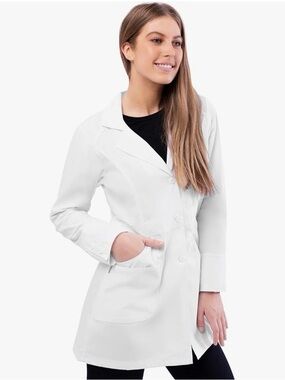 Adar Universal Perfection 32" Lab Coat Women's Size M White Multi-Pocket